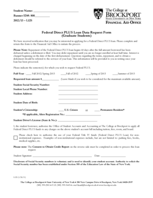 Federal Direct PLUS Loan Data Request Form