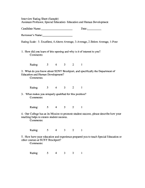 Interview Rating Sheet (Sample) Assistant Professor ... - Brockport - brockport