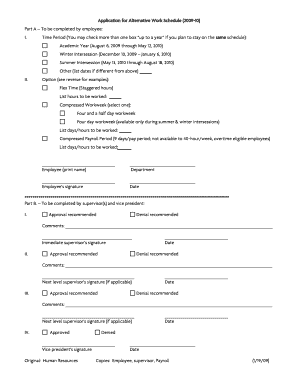 Application for Alternative Work Schedule