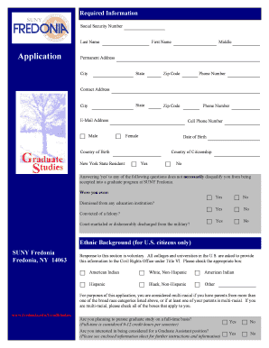 SUNY Fredonia Graduate Application Form