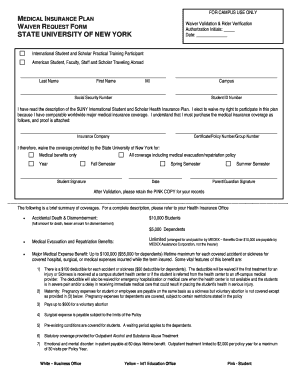 SUNY Medical Insurance Waiver Request Form