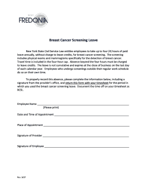Breast Cancer Screening Leave Form