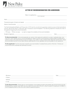 SUNY New Paltz Graduate School Application Form