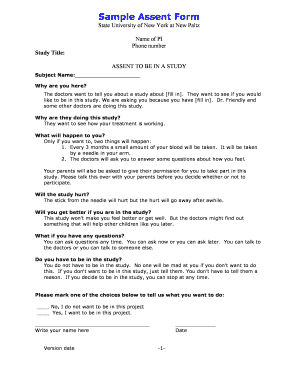 Assent Form Sample - Fill and Sign Printable Template Online