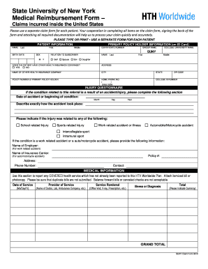 SUNY Medical Reimbursement Form