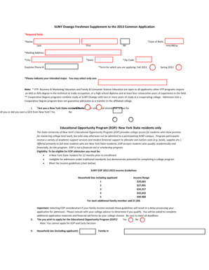 SUNY Oswego Freshman Application Supplement