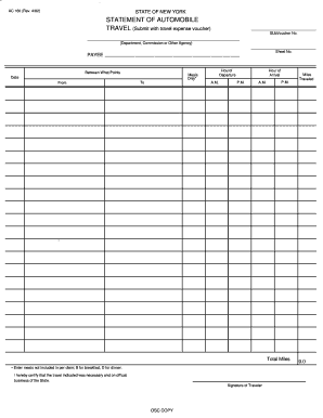 New York Automobile Travel Statement