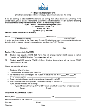 F-1 Student Transfer Form