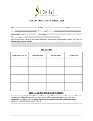 Student Employment Application