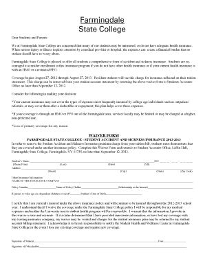 health insurance waiver farmingdale state college form