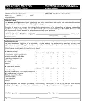 SUNY Confidential Recommendation Form