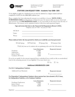 Stafford Loan Request Form