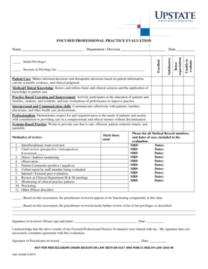 Focused Professional Practice Evaluation Form