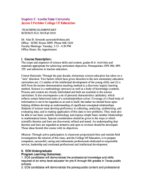 The scope and sequence of science skills and content, grades K-6 - sfasu