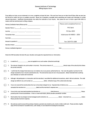 Billing Inquiry Form