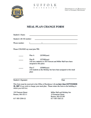 Editable chore chart - meal plan form