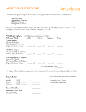 Artist Series Ticket Form