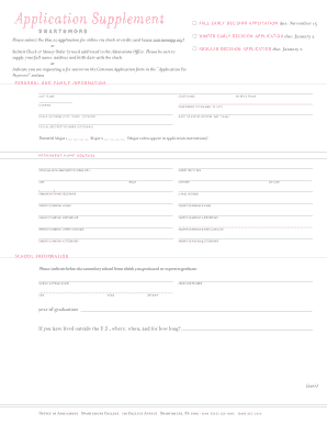 Swarthmore College Application Form
