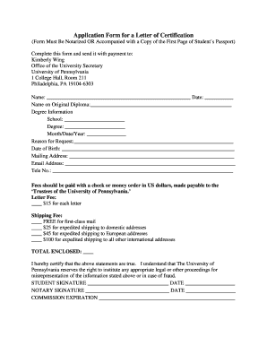 Application Form for a Letter of Certification - University of ... - upenn