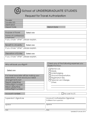 Travel Authorization Form