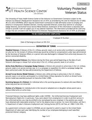 Veteran Status Self-Identification Form