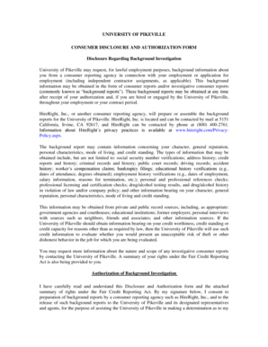 University of Pikeville Background Check Authorization Form