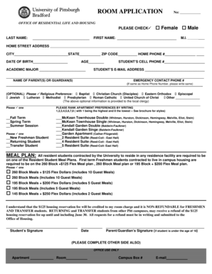 Room Application Form