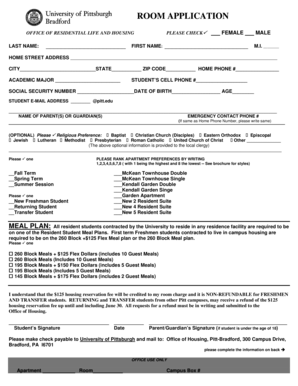 Room Application Form