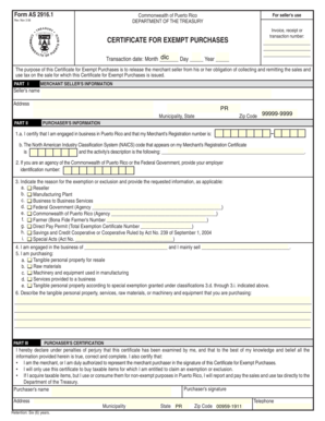 Puerto Rico Certificate for Exempt Purchases
