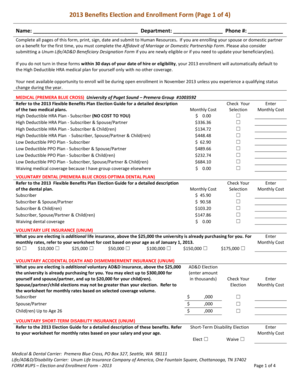 2013 Benefits Election and Enrollment Form