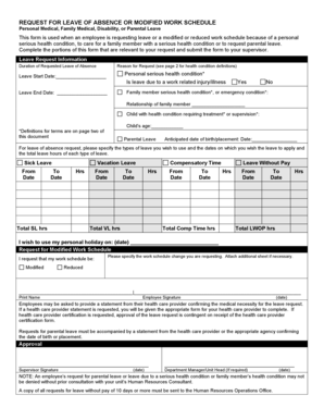 Request for Leave of Absence or Modified Work Schedule