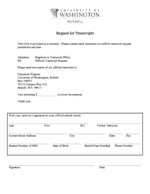 Official Transcript Request Form