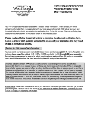 2007-2008 Independent Verification Form