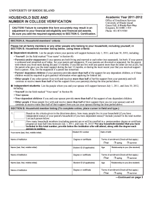 Household Size Verification Form