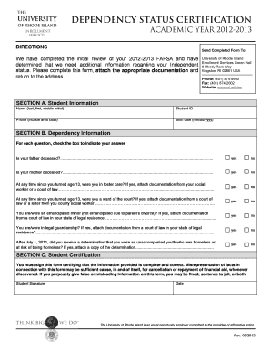 Dependency Status Certification