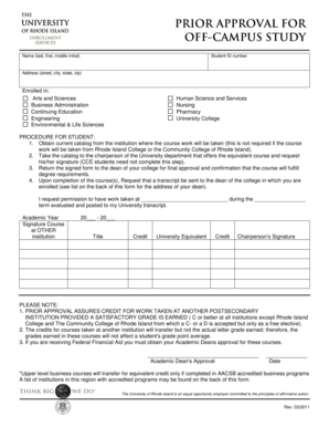 Prior Approval for Off-Campus Study