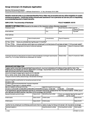 Group Universal Life Employee Application