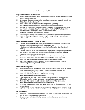 denison university freshman checklist form