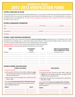2011-2012 USF Verification Form