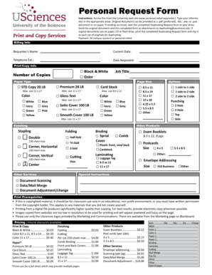 USciences Duplicating Request Form