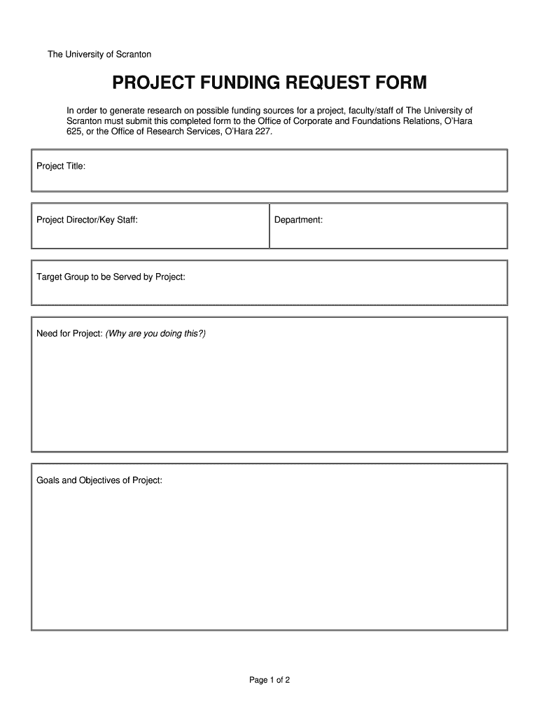 Project Funding Request Form Fill and Sign Printable Template Online