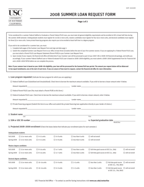2008 Summer Loan Request Form