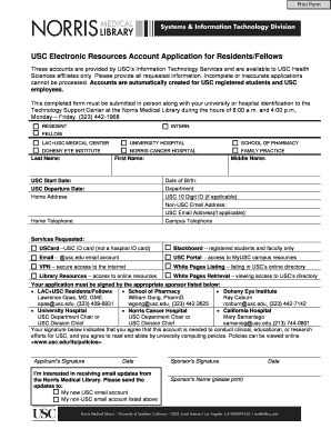 USC Electronic Resources Account Application