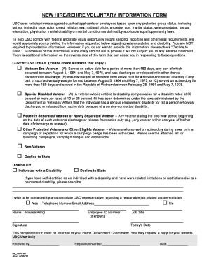USC New Hire Voluntary Information Form