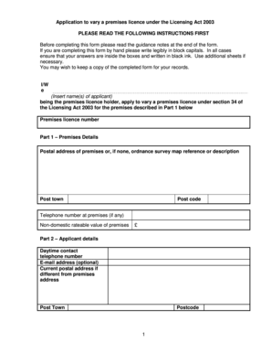 Application to Vary a Premises Licence