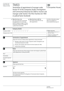 UK Termination of Manager Appointment Form