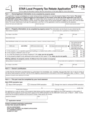 New York STAR Property Tax Rebate Application