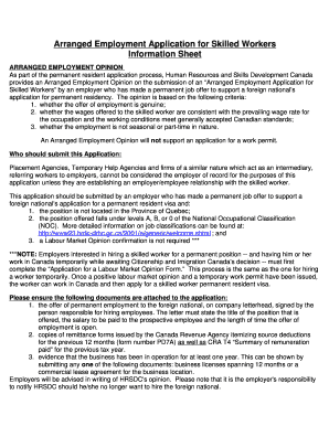 Arranged Employment Application for Skilled Workers