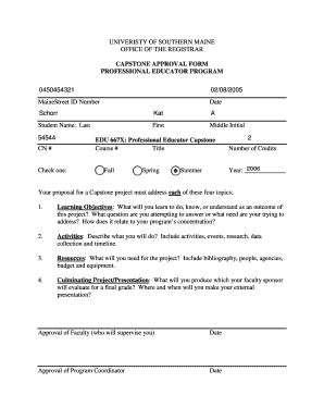 Capstone Approval Form - University of Southern Maine - usm maine