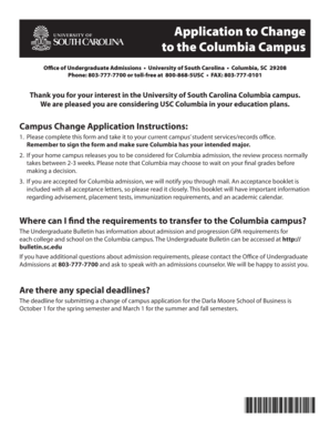 Application to Change to the Columbia Campus